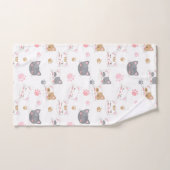 可愛い猫顔の笑顔の猫パターン バスタオルセット (ハンドタオル)