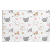 可愛い猫顔の笑顔の猫パターン 枕カバー (裏面-左)