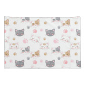 可愛い猫顔の笑顔の猫パターン 枕カバー (裏面-右)