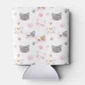 可愛い猫顔の笑顔の猫パターン 缶クーラー (裏面)