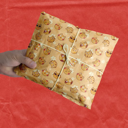 可愛い猫顔 |オレンジ 薄葉紙