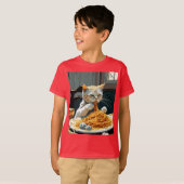 可愛い猫食いスパゲッティ Tシャツ (正面フル)