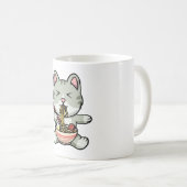 可愛い猫食べ物の蕎麦マンガのアイコン コーヒーマグカップ (正面右)