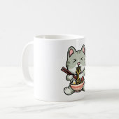 可愛い猫食べ物の蕎麦マンガのアイコン コーヒーマグカップ (正面左)