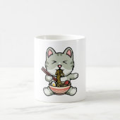 可愛い猫食べ物の蕎麦マンガのアイコン コーヒーマグカップ (中央)