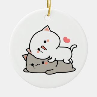 可愛い猫餅 セラミックオーナメント