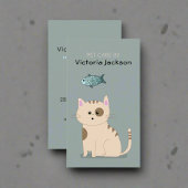 可愛い猫魚lペット座りサービス気にポーアート 名刺