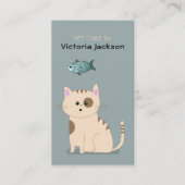 可愛い猫魚lペット座りサービス気にポーアート 名刺 (正面)