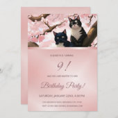 可愛い猫 |さくらんぼブロッサム・ガールズ招待状 招待状 (正面/裏面)