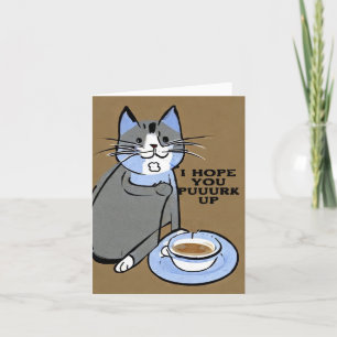 可愛い猫+コーヒーが元気に サンキューカード
