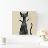 可愛い猫 スクエア壁時計 (ホーム)