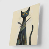 可愛い猫 スクエア壁時計 (傾斜)