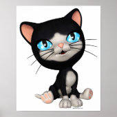 可愛い猫：可愛い漫画の子猫を押す ポスター (正面)