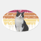 可愛い猫 楕円形シール (正面)