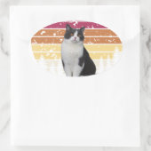 可愛い猫 楕円形シール (バッグ)