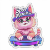 「可愛い猫DJスピンミューsicシール」 シール (正面)