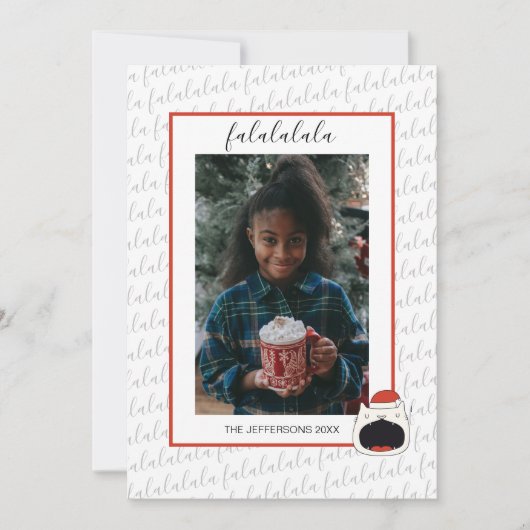 可愛い猫Fa La La La La Christmas写真 シーズンカード (正面)