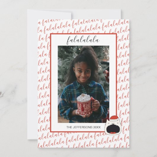 可愛い猫Fa La La La La Christmas写真 シーズンカード (正面)