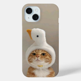 可愛い猫inアヒル帽子iPhone 15ケース iPhone 15ケース