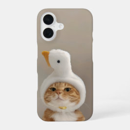 可愛い猫inアヒル帽子iPhone 16スリムフィットケース iPhone 16ケース