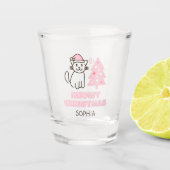 可愛い猫inサンタハット&ツリーミオウィクリスマスパステル ショットグラス (正面)
