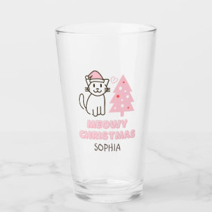 可愛い猫inサンタハット&ツリーミオウィクリスマスパステル タンブラーグラス