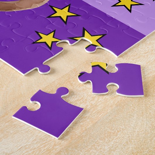 可愛い猿の写真名紫の黄色の子供 ジグソーパズル (側面)