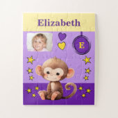 可愛い猿の写真名紫の黄色の子供 ジグソーパズル (縦)