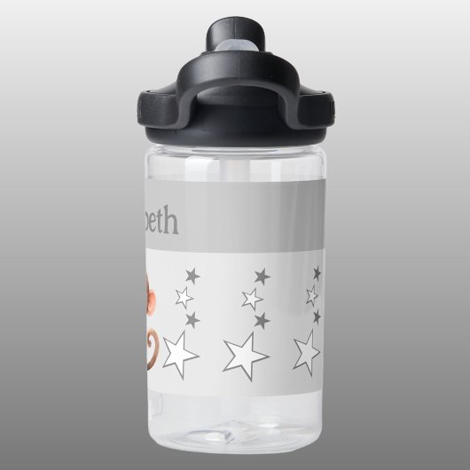 可愛い猿の名前を追加する星の子供グレー ウォーターボトル