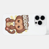 可愛い猿ボバティーを飲む iPhoneケース (裏面横)