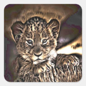 可愛い獅子の子 スクエアシール (正面)