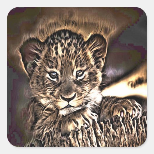 可愛い獅子の子 スクエアシール (正面)