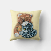 可愛い玩具テディとアヒルの子供の黄色い枕 クッション (裏面)