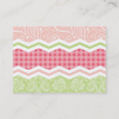 可愛い珊瑚色ピンクと淡い緑の模様 名刺 (裏面)