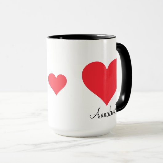 可愛い現在のスクリプト愛あなた大きな赤いハートコーヒー マグカップ (正面右)