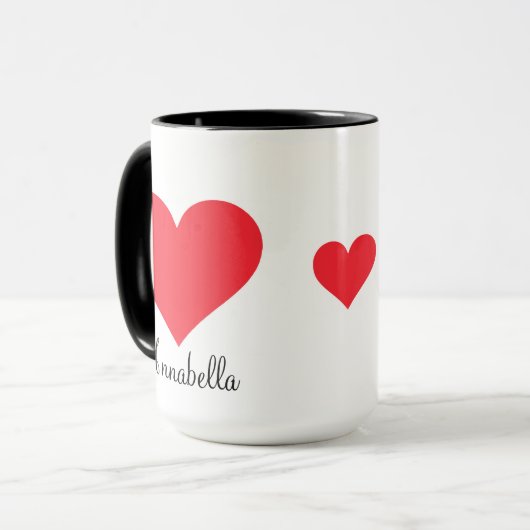 可愛い現在のスクリプト愛あなた大きな赤いハートコーヒー マグカップ (正面左)