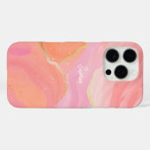 可愛い甘いピンクの金ゴールド波形テクスチフェミニンャカスタムー Case-Mate iPhoneケース (裏面 (横))
