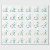 *~*可愛い甘いブルーティール(緑がかった色)トゥーイ・ドラゴン恐竜 ラッピングペーパー (フラット)