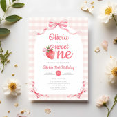 可愛い甘いワンストロベリーガール1st誕生日 招待状