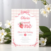 可愛い甘いワンストロベリーガール1st誕生日 招待状