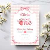 可愛い甘いワンストロベリーガール1st誕生日 招待状