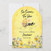 可愛い甘い一輪花1歳の誕生日 招待状 (正面)