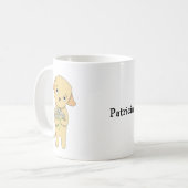 可愛い甘い子犬とオープシーデイジー名前をカスタムする コーヒーマグカップ (正面左)