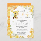 可愛い甘い小さな蜂蜜女の子ベビーシャワー 招待状 (正面/裏面)