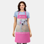 可愛い甘い白い子犬ピンクの母の最高の写真 エプロン (着用した状態)