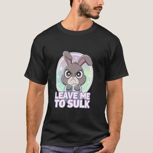 可愛い甘い離れふくれっと不機嫌なバニーおもしろい Tシャツ (正面)