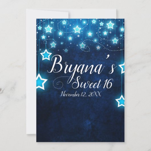 可愛い甘い16カスタム招待状と星灯 招待状 (裏面)