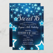 可愛い甘い16カスタム招待状と星灯 招待状 (正面/裏面)