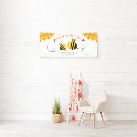 可愛い甘いAs Can Beeテーマのかわいい赤ちゃんシャワー 横断幕 (インサイチュ)