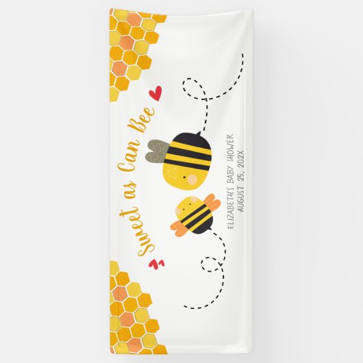 可愛い甘いAs Can Beeテーマのかわいい赤ちゃんシャワー 横断幕 (縦)